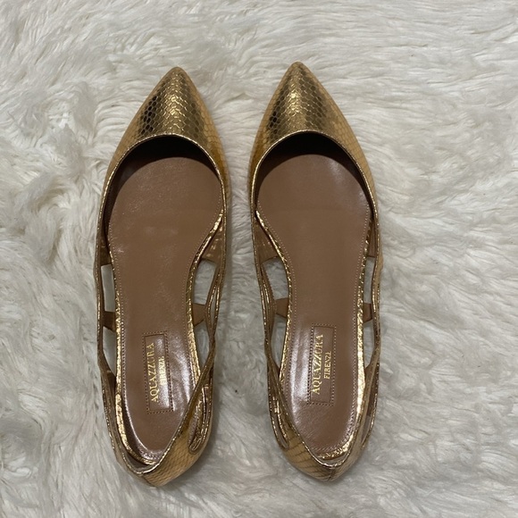 New Aquazurra Forever snake embossed pointed toe‎ flat size 38EU - Picture 6 of 12